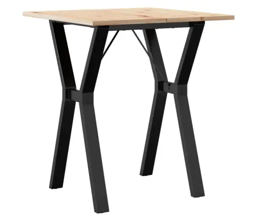 Valgomojo Stalas, 70X70X75cm Pušis Ir Plieninis, Y Formos Rėmas