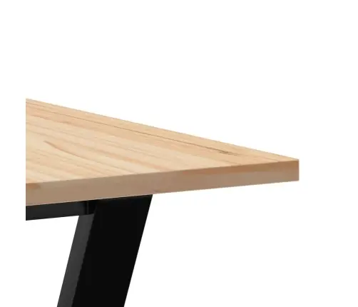 Valgomojo Stalas, 70X70X75cm Pušis Ir Plieninis, Y Formos Rėmas