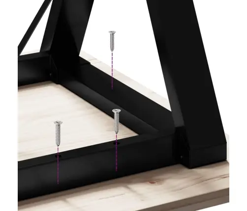 Valgomojo Stalas, 70X70X75cm Pušis Ir Plieninis, Y Formos Rėmas