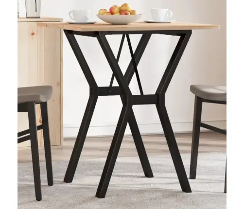 Valgomojo Stalas, 70X70X75cm Pušis Ir Plieninis, Y Formos Rėmas