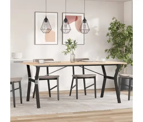 Valgomojo Stalas, 180X90X75cm Pušis Ir Plieninis, Y Formos Rėmas