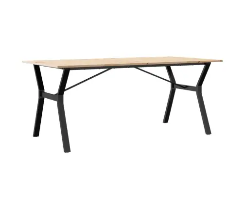 Valgomojo Stalas, 180X90X75cm Pušis Ir Plieninis, Y Formos Rėmas