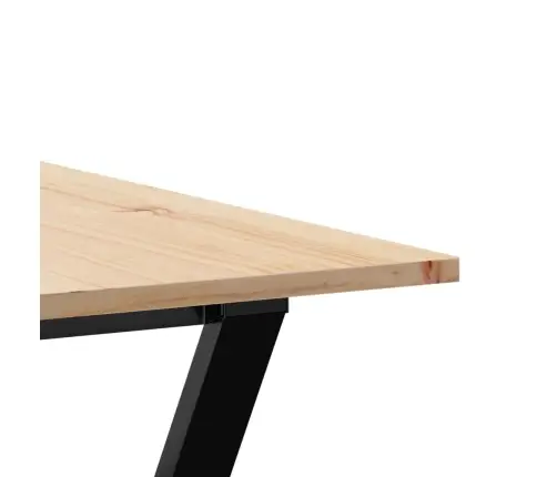 Valgomojo Stalas, 180X90X75cm Pušis Ir Plieninis, Y Formos Rėmas