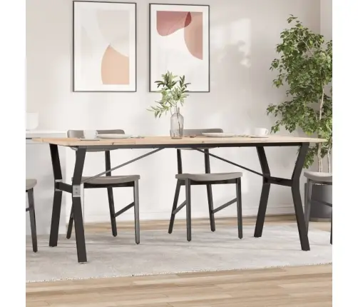 Valgomojo Stalas, 180X90X75cm Pušis Ir Plieninis, Y Formos Rėmas