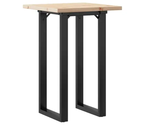 Valgomojo Stalas, 50X50X75,5cm Pušis Ir Plieninis, O Formos Rėmas