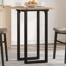 Valgomojo Stalas, 50X50X75,5cm Pušis Ir Plieninis, O Formos Rėmas