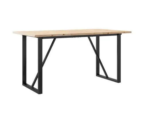 Virtuves Galds, O-Rāmis, 140X80X75,5 Cm, Priedes Koks, Tērauds Vidaxl