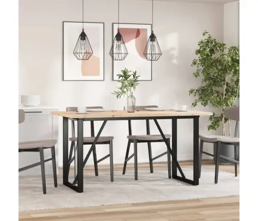 Virtuves Galds, O-Rāmis, 140X80X75,5 Cm, Priedes Koks, Tērauds Vidaxl