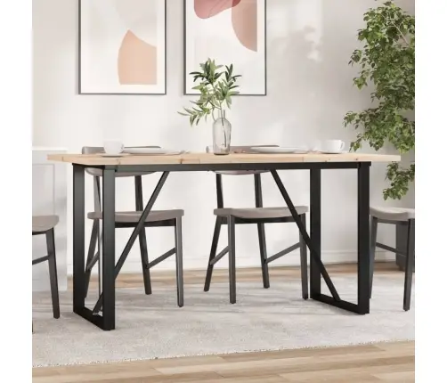 Virtuves Galds, O-Rāmis, 140X80X75,5 Cm, Priedes Koks, Tērauds Vidaxl