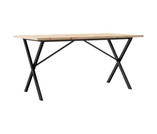 Valgomojo Stalas, 140X80X75,5cm Pušis Ir Plieninis, X Formos Rėmas