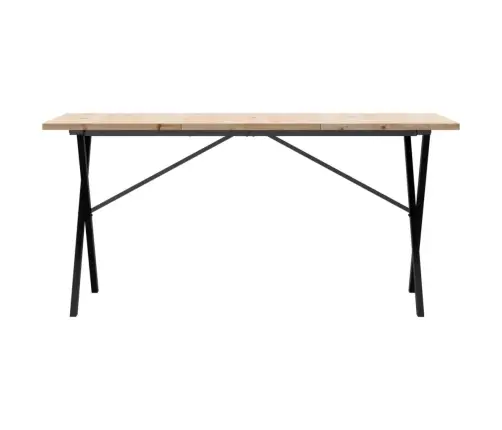 Valgomojo Stalas, 140X80X75,5cm Pušis Ir Plieninis, X Formos Rėmas