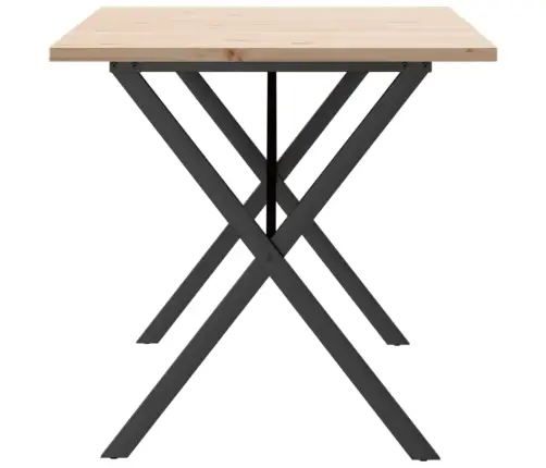 Valgomojo Stalas, 140X80X75,5cm Pušis Ir Plieninis, X Formos Rėmas