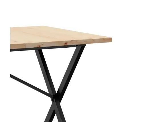 Valgomojo Stalas, 140X80X75,5cm Pušis Ir Plieninis, X Formos Rėmas