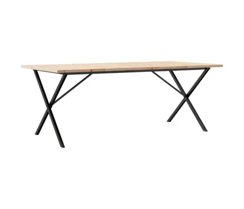 Valgomojo Stalas, 200X100X75,5cm Pušis Ir Plieninis, X Formos