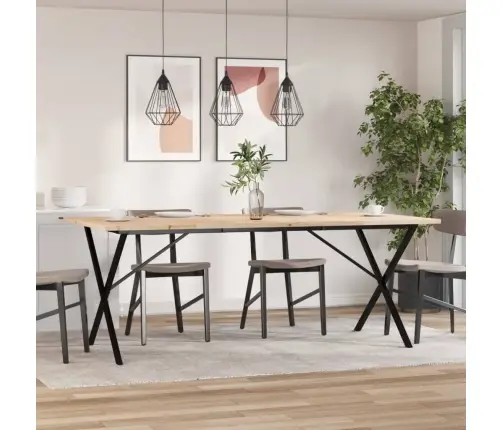 Valgomojo Stalas, 200X100X75,5cm Pušis Ir Plieninis, X Formos