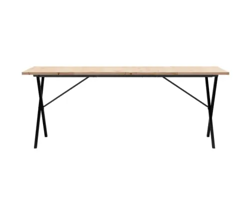 Valgomojo Stalas, 200X100X75,5cm Pušis Ir Plieninis, X Formos