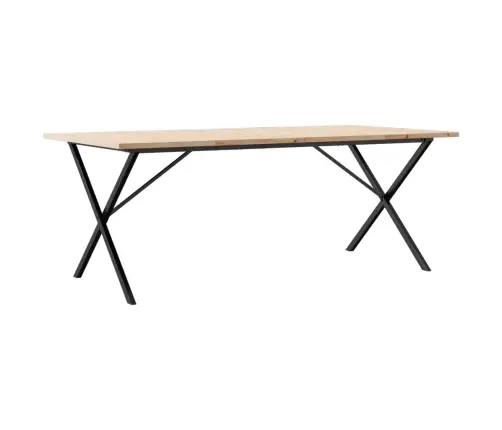 Valgomojo Stalas, 200X100X75,5cm Pušis Ir Plieninis, X Formos