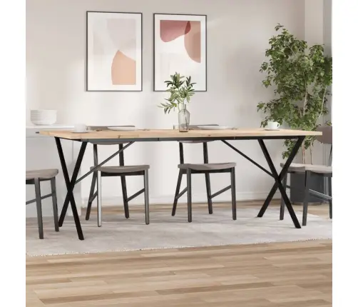 Valgomojo Stalas, 200X100X75,5cm Pušis Ir Plieninis, X Formos