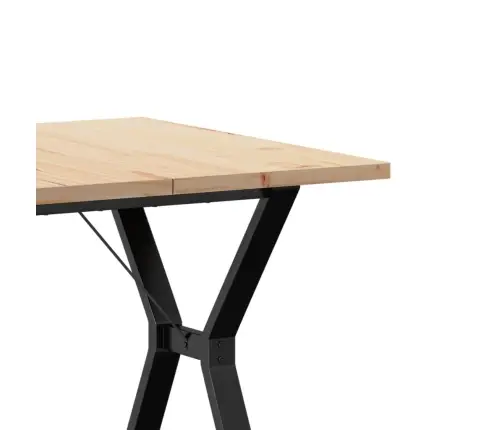 Valgomojo Stalas, 80X80X75,5cm Pušis Ir Plieninis, Y Formos Rėmas