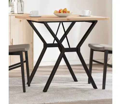 Valgomojo Stalas, 80X80X75,5cm Pušis Ir Plieninis, Y Formos Rėmas