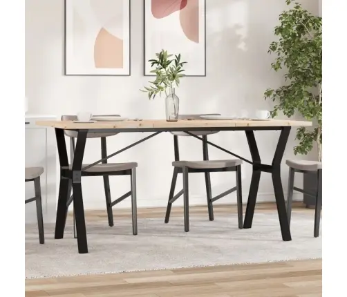 Virtuves Galds, Y-Rāmis, 140X80X75,5 Cm, Priedes Koks, Tērauds Vidaxl
