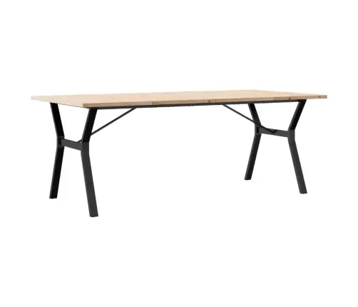 Valgomojo Stalas, 200X100X75,5cm Pušis Ir Plieninis, Y Formos