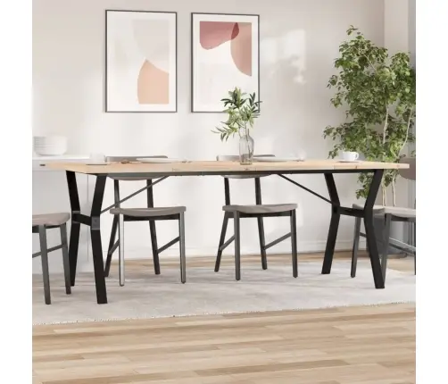 Valgomojo Stalas, 200X100X75,5cm Pušis Ir Plieninis, Y Formos