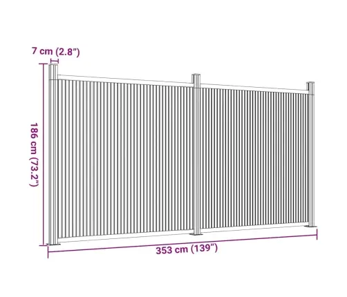 Tvoros Segmentas, Pilkos Spalvos, 353X186cm Wpc