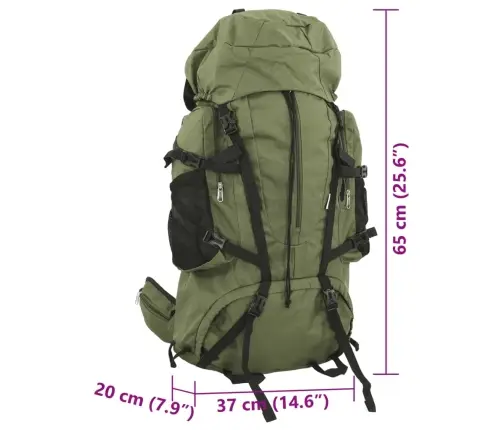 Turistinė Kuprinė, Uniformnė Žalia, 60L, Oksfordo Audinys