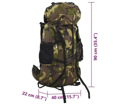 Pārgājienu Mugursoma, Zaļa Kamuflāža, 100 L, Oksfordas Audums Vidaxl