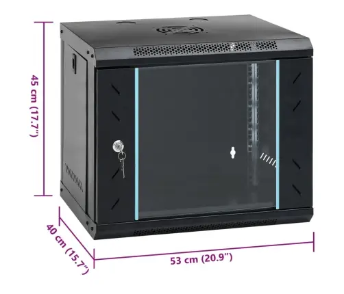 9U Seinale Kinnitatav Võrgukapp 19" Ip20 53X40X45 Cm