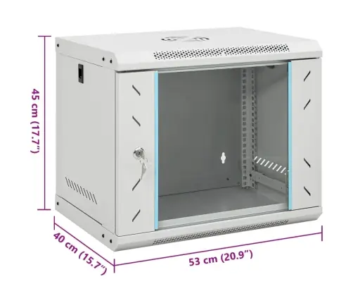 9U Seinale Paigaldatav Serverikapp 19" Ip20, 53 X 40 X 45 Cm