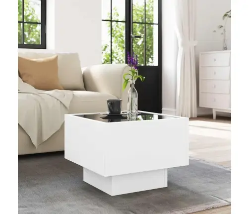 Kafijas Galdiņš, Ar Led, Balts, 40X40X30 Cm, Inženierijas Koks Vidaxl