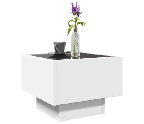 Kafijas Galdiņš, Ar Led, Balts, 40X40X30 Cm, Inženierijas Koks Vidaxl