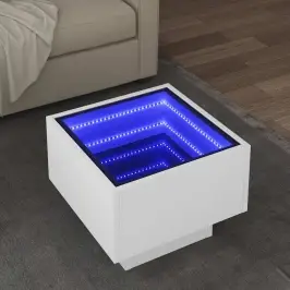 Šoninis Staliukas Su Led, Baltas, 40X40X30cm Apdirbta Mediena