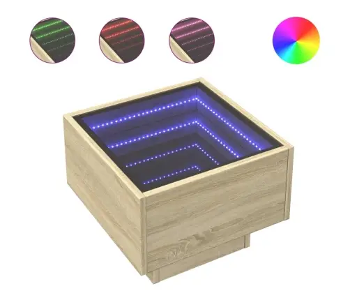 Kafijas Galdiņš Ar Led, Ozola, 40X40X30 Cm, Inženierijas Koks Vidaxl