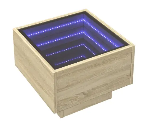 Kafijas Galdiņš Ar Led, Ozola, 40X40X30 Cm, Inženierijas Koks Vidaxl