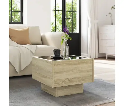 Kafijas Galdiņš Ar Led, Ozola, 40X40X30 Cm, Inženierijas Koks Vidaxl