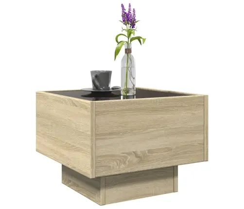 Kafijas Galdiņš Ar Led, Ozola, 40X40X30 Cm, Inženierijas Koks Vidaxl