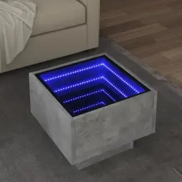 Kafijas Galdiņš, Ar Led, Pelēks, 40X40X30 Cm, Inženierijas Koks Vidaxl