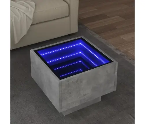 Kafijas Galdiņš, Ar Led, Pelēks, 40X40X30 Cm, Inženierijas Koks Vidaxl