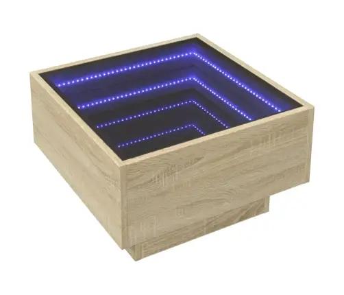 Kafijas Galdiņš Ar Led, Ozola, 50X50X30 Cm, Inženierijas Koks Vidaxl