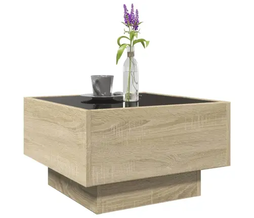 Kafijas Galdiņš Ar Led, Ozola, 50X50X30 Cm, Inženierijas Koks Vidaxl