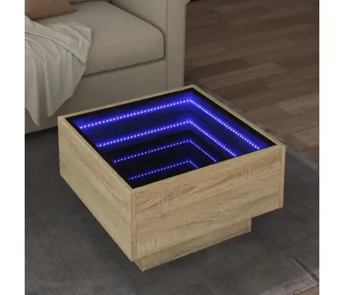 Kafijas Galdiņš Ar Led, Ozola, 50X50X30 Cm, Inženierijas Koks Vidaxl