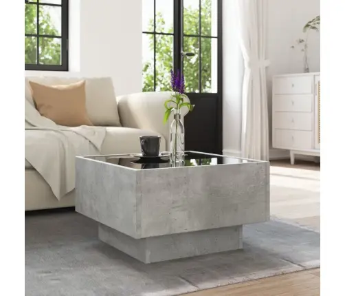 Kavos Staliukas Su Led, Betono, 50X50X30cm Apdirbta Mediena