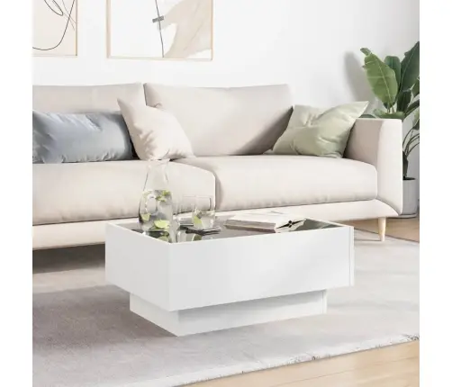 Kafijas Galdiņš Ar Led, Balts, 70X50X30 Cm, Inženierijas Koks Vidaxl