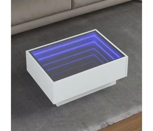 Kafijas Galdiņš Ar Led, Balts, 70X50X30 Cm, Inženierijas Koks Vidaxl