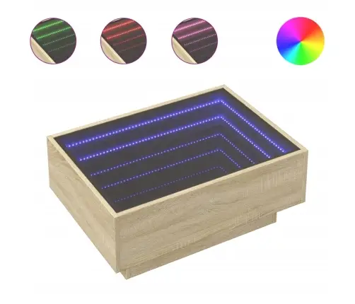 Kafijas Galdiņš Ar Led, Ozola, 70X50X30 Cm, Inženierijas Koks Vidaxl