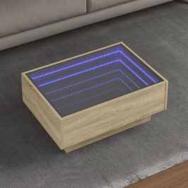 Kafijas Galdiņš Ar Led, Ozola, 70X50X30 Cm, Inženierijas Koks Vidaxl
