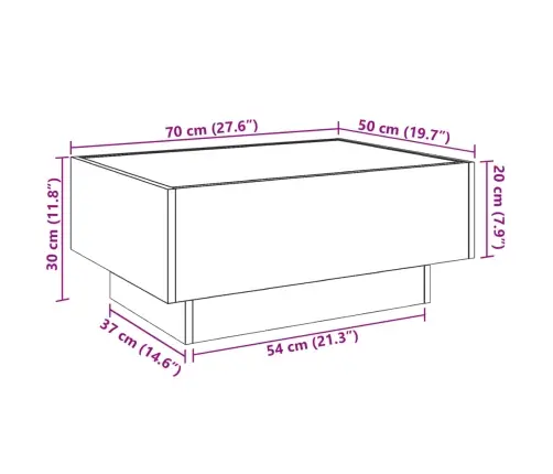Kavos Staliukas Su Led, Betono, 70X50X30cm Apdirbta Mediena